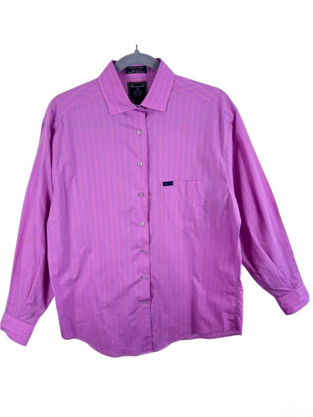 Faconnable Albert Goldberg Pink Blue Stripe Button Down Shirt Long Sleeve Mens M